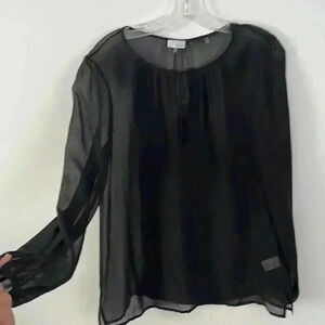 Black ECRU sheer long sleeve shirt